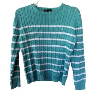Lauren Ralph Laure Seafoam Green Cableknit sweater size L